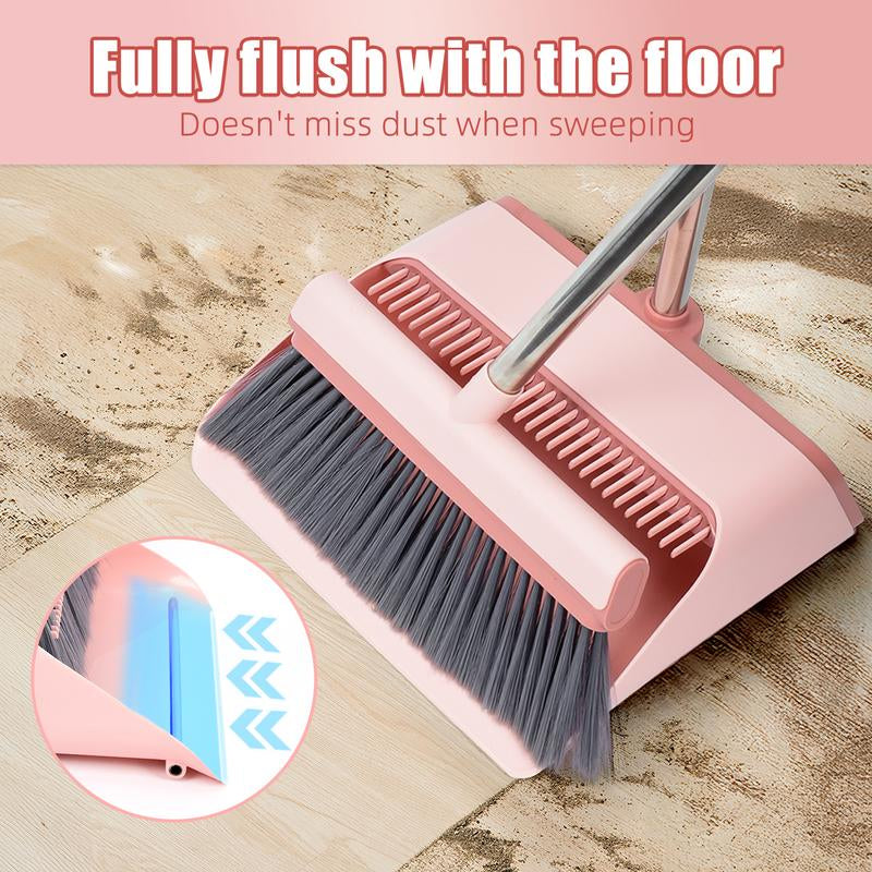 Pink Broom Garbage Shovel Set--Garbage Shovel Retractable Brush, One-Button Hair Removal, to Prevent Garbage Overflow.