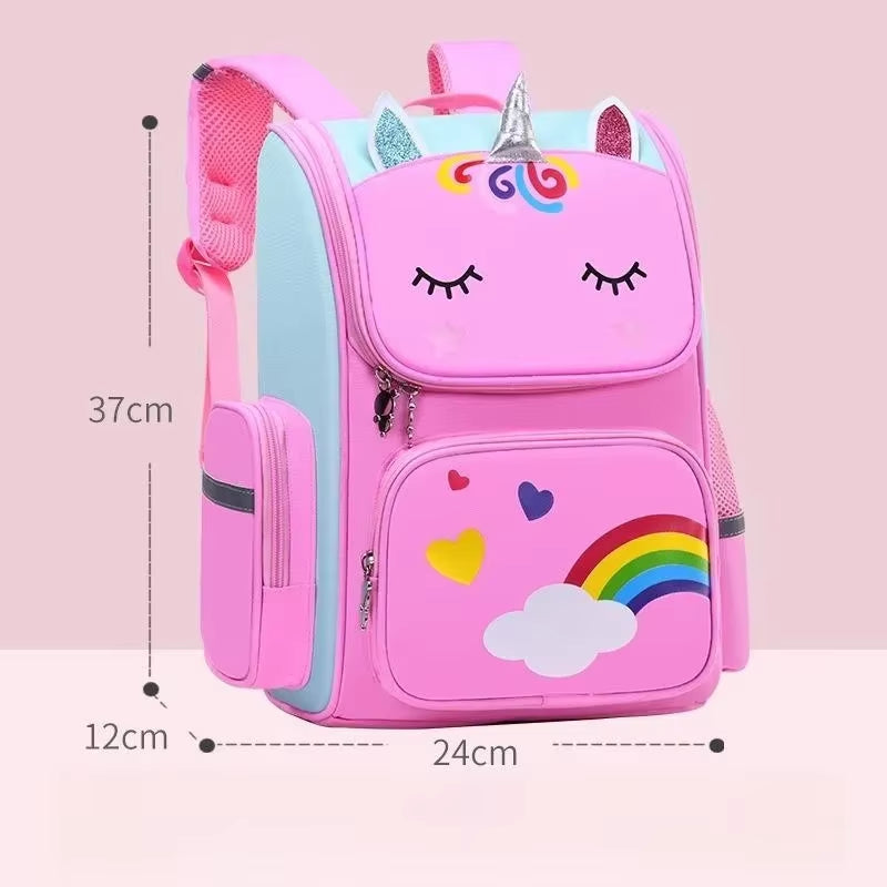 Girl School Backpack with Large Capacity Waterproof Unicorn Print