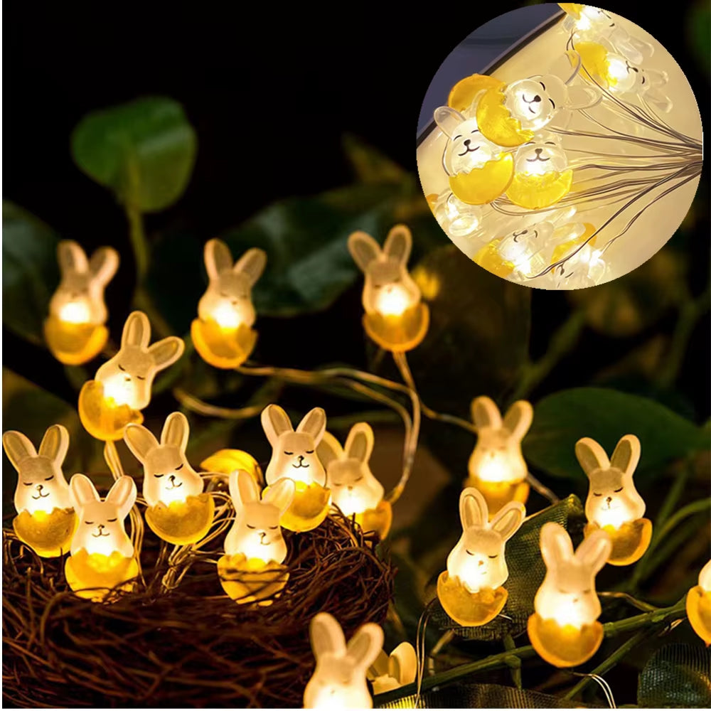 Easter LED String Lights Rabbit Carrot Easter Egg Decorations for Home Bunny Fairy Light Supplies Happy Easter Gifts Party Favor