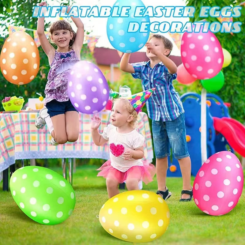 16 Inch Giant Egg Easter Inflatable Ball Outdoor Inflatable Easter Ornament Home Garden Easter Decoration 2024