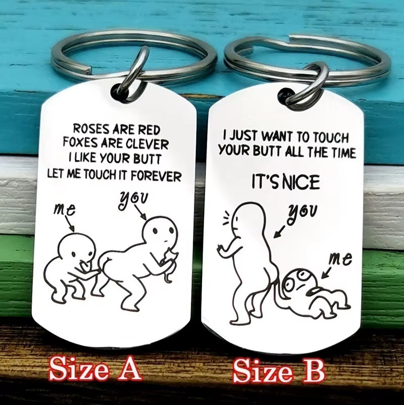 Funny Keychain, Roses Are Red Keyring, Foxes Are Clever Keychain Husband Gift Boyfriend Gift Girlfriend Gift