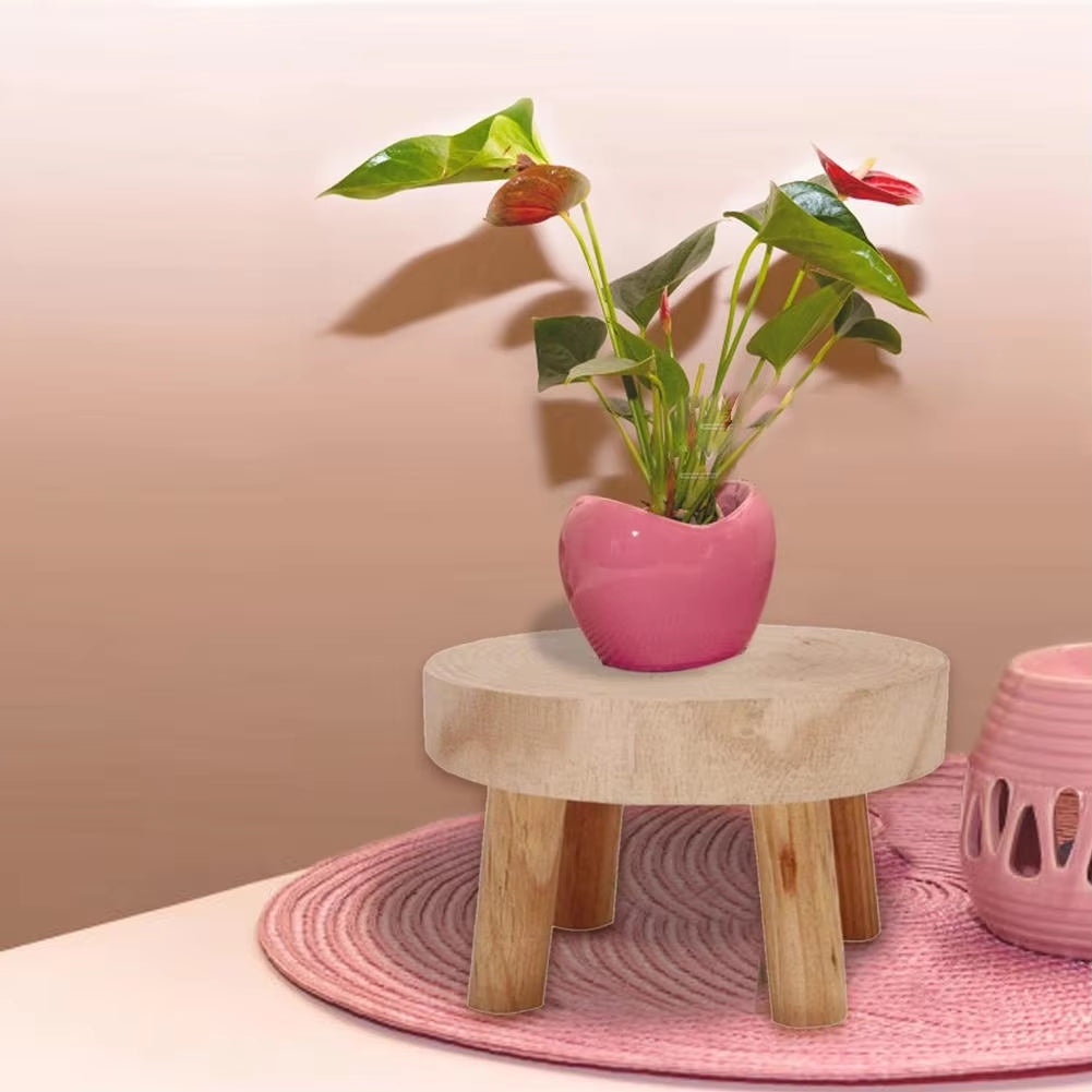 Wooden Plant Stand Flower Pot Base Holder Stool Indoor Outdoor Garden Succulent Flower Display Plant Stand Shelf