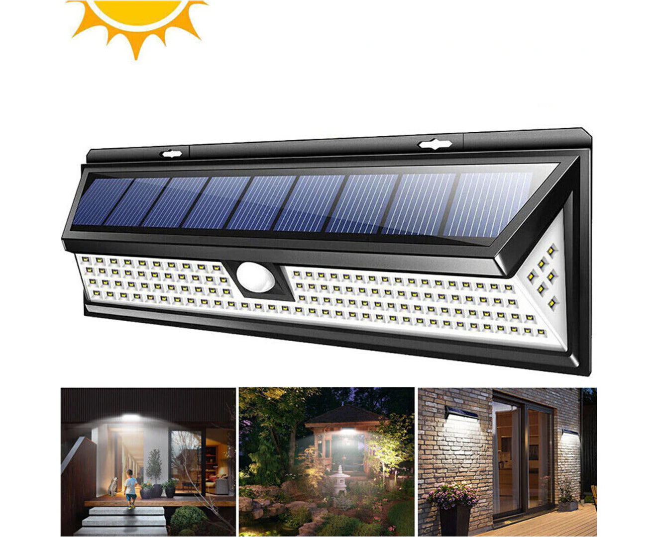 118 LED Solar Motion Sensor Light Outdoor Garage Security Floodlight Garden Lamp