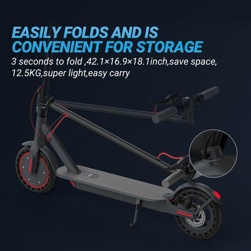 Aovopro ES80 Electric Scooter - 8.5" Solid Tires, 350W Motor up to 19 Miles of Range and 19 MPH Portable Folding Commuter Scooter with Dual Braking System and App E-Scooter