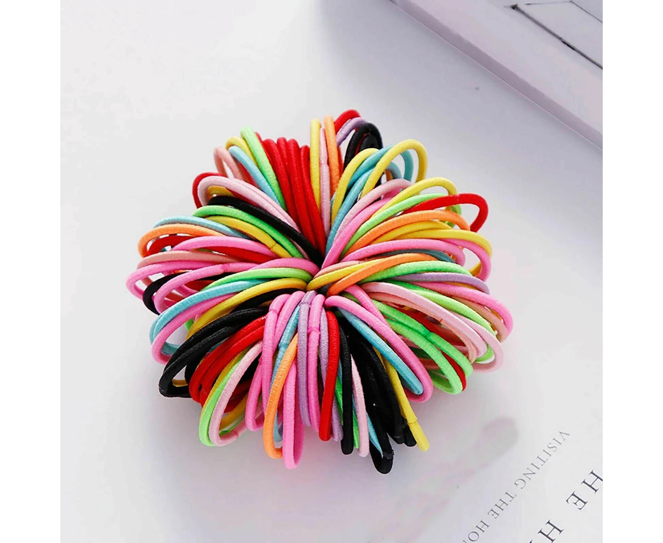 100X Hair Ties Elastic Band Snagless Ponytail Tie School Bubbles Various Colours