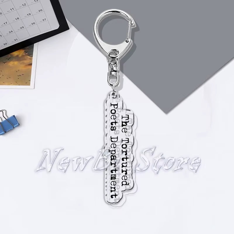 The Tortured Poets Department Key Chain Keychains Ring for Accessories Bag Funny Pendant Keyring Jewelry TTPD Fans Gifts