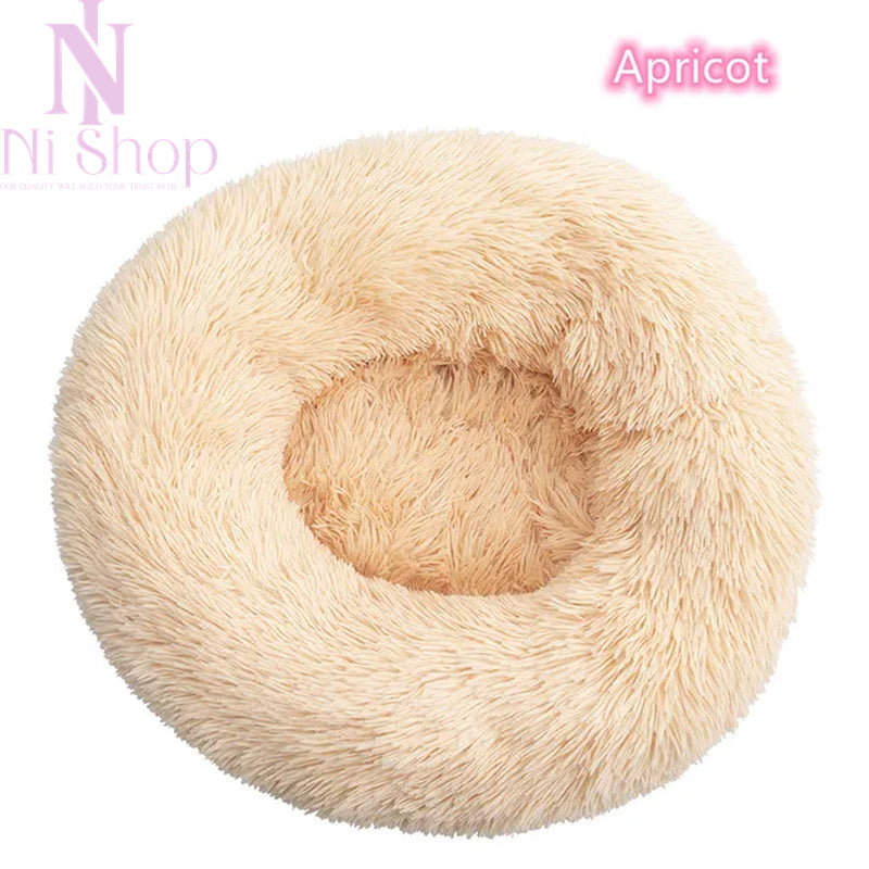 Pet Dog Bed Plush Full Size Washable Calm Bed Donut Cat Bed Comfortable Sleeping