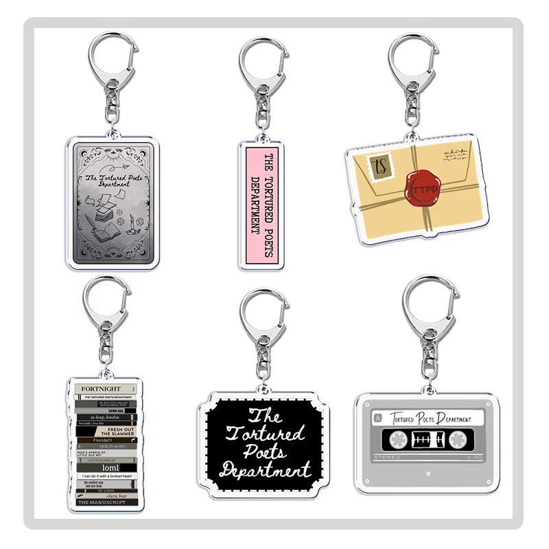 The Tortured Poets Department Key Chain Keychains Ring for Accessories Bag Funny Pendant Keyring Jewelry TTPD Fans Gifts