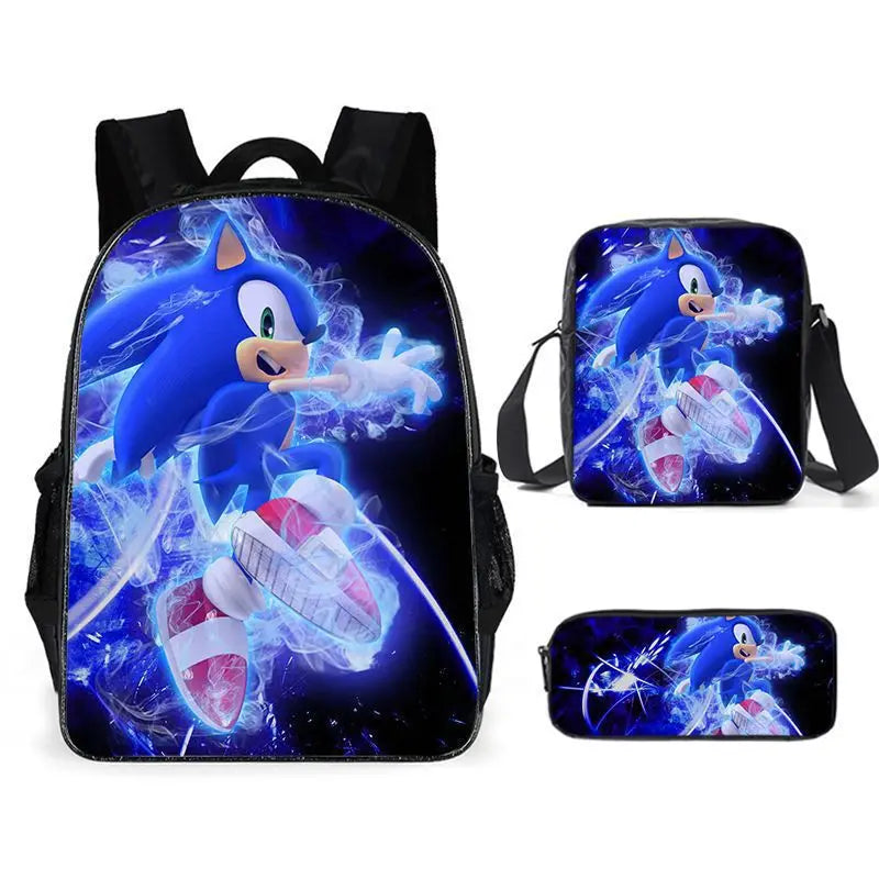 Sonic Backpack Primary and Middle School Students Schoolbag Boys Girls Anime Cartoon School Bag Mochila Zipper Shoulders