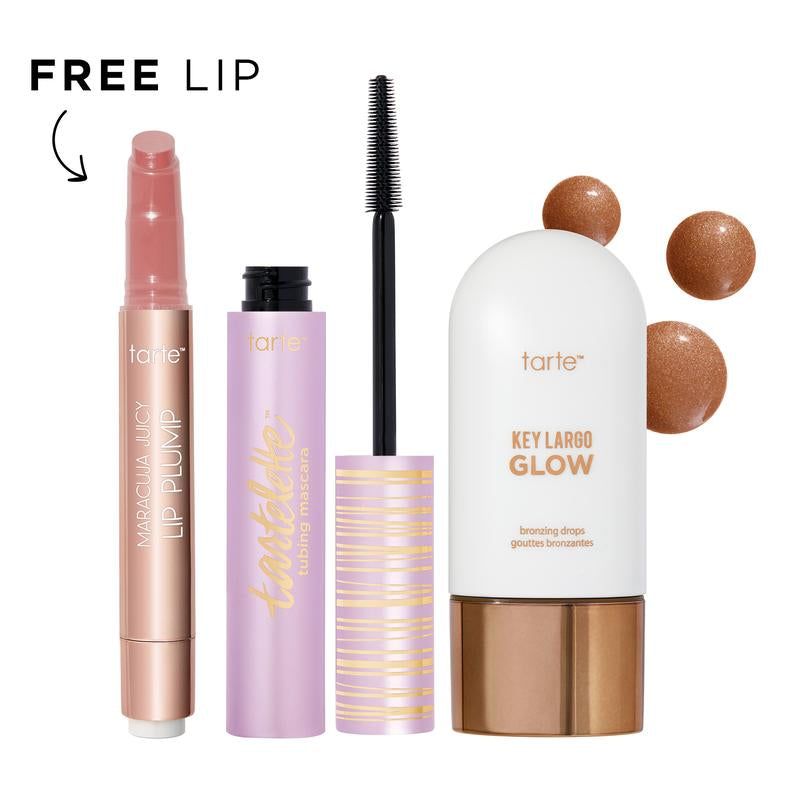 Tarte Maracuja Juicy Lip Plump, Tubing Mascara and Bronzing Drops