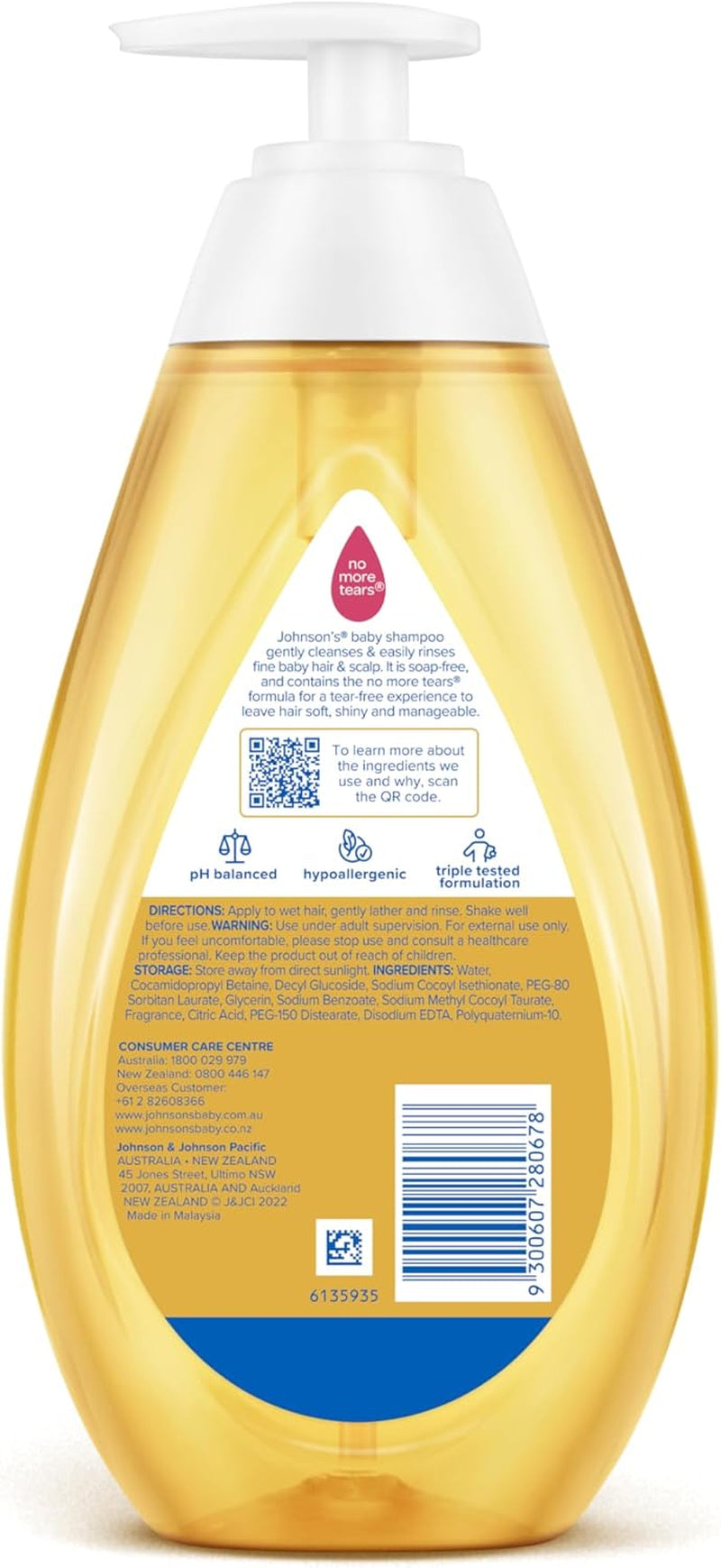 Hypoallergenic Gentle Tear-Free Cleansing Baby Shampoo 500Ml |Helps Prevent Irritation, Redness & Stinging |Cleanse Baby’S Fine Hair & Delicate Scalp