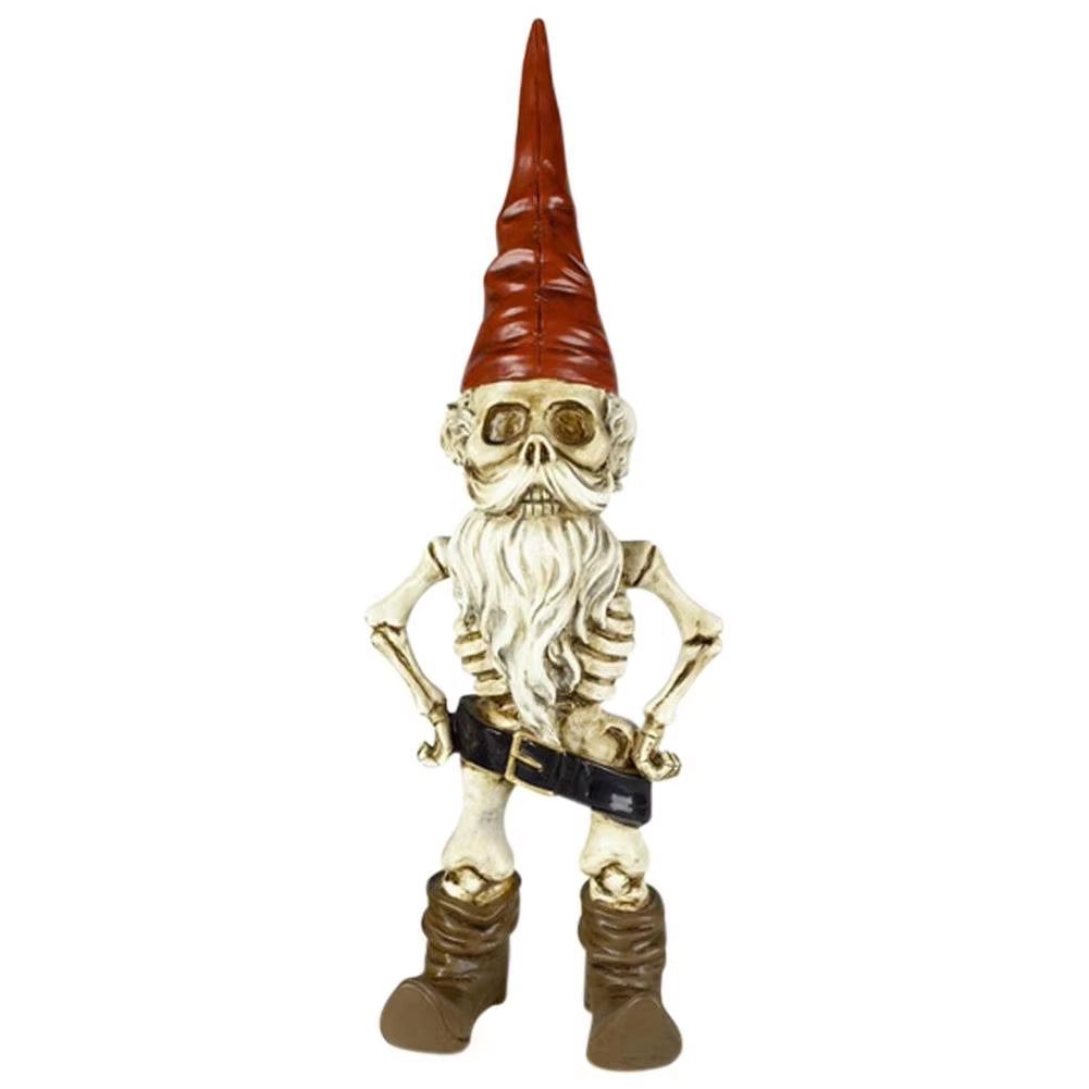 Halloween Scary Skeleton Gnome Garden Statue Yard Art Animal Toys Resin Horror Gnome Dog Home Party Shelf Decoration