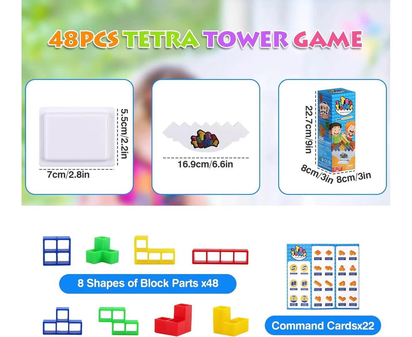 Tetra Tower Game, 48 Pcs Tetra Tower Balance Game Fun Stacking Building Blocks for Kids, Develop Dexterity, Patience, Fine Motor Skills, Family Party