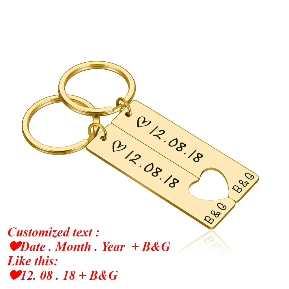 Customized Couples Keychain Boyfriend Girlfriend Keyring Husband Anniversary Valentine Day Gift Pinky Promise Women Men Keychain