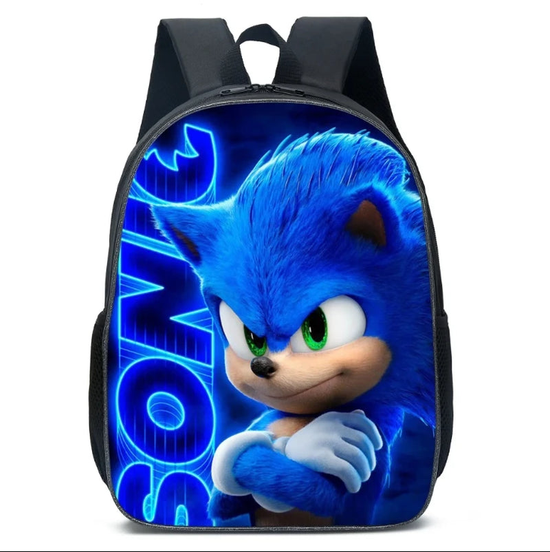 Sonic Backpack Primary and Middle School Students Schoolbag Boys Girls Anime Cartoon School Bag Mochila Zipper Shoulders