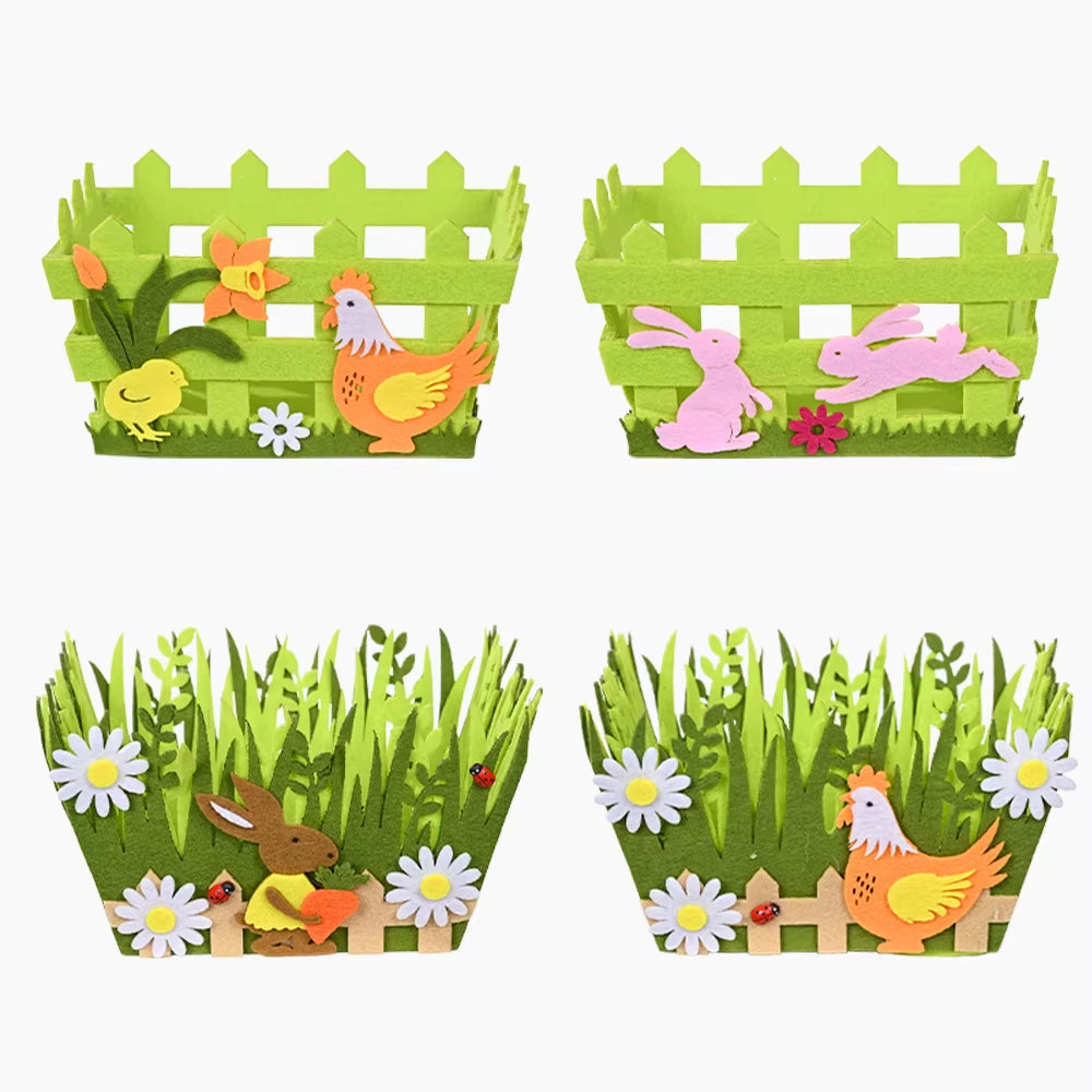 2024 Non-Woven Fabric Easter Basket Kids Color Eggs Bucket Welcome Spring Insect Butterfly Parti Bunny Easter Party Happy Easter