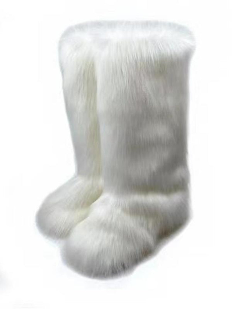 Fashionable Long Tube Snow Boots for Women, New Trend All-Match Plain Plush Knee Boots, Y2K Style Fashion Winter Fur Boots for Women