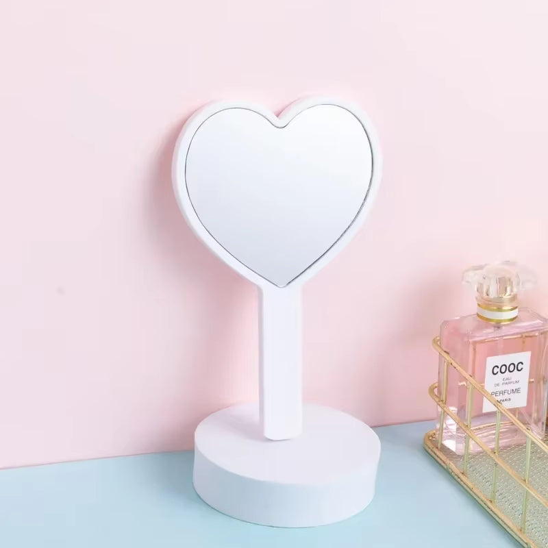 Cherry Heart Handle Mirror Hand in Hand with a Mirror to Carry around Cute Little Mirror for Girls Dressing Mirror Makeup Mirror