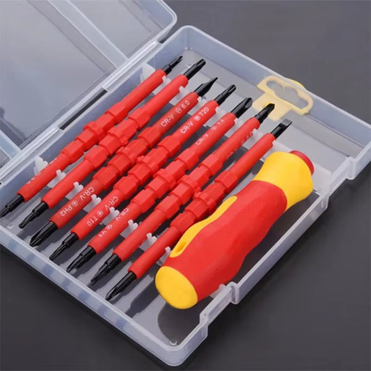 Electrician Repair Tools Kit 13Pcs 1000V Changeable Insulated Screwdrivers Set with Magnetic Slotted Phillips Pozidriv Torx Bits