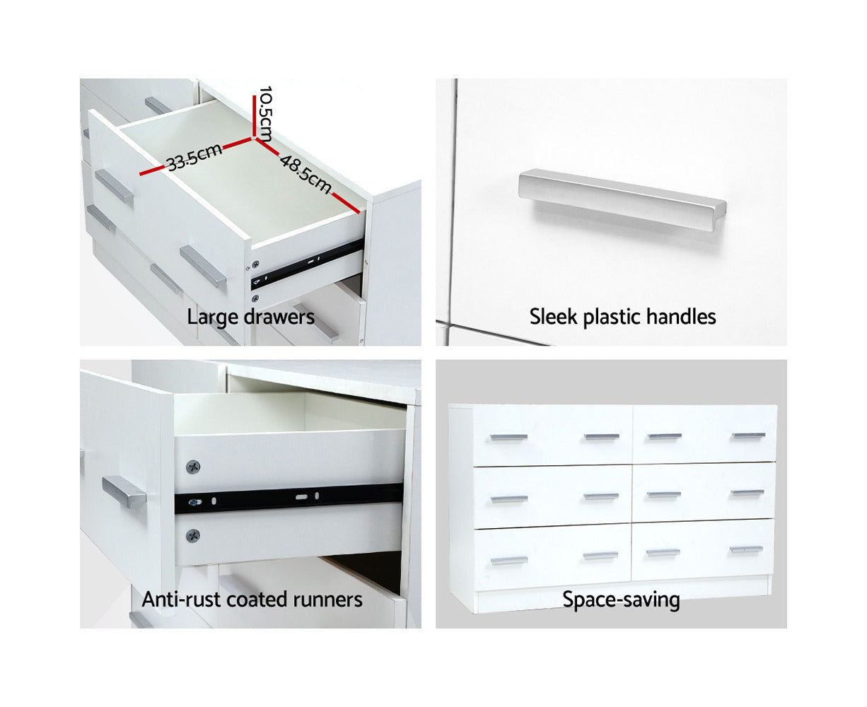 6 Chest of Drawers - VEDA White