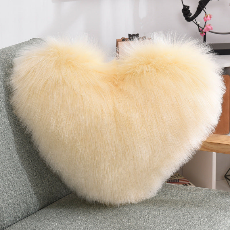 Throw Pillows Heart Shape Long Plush Fluffy Shaggy Cushion Cover Sofa Cushions Decorative Pillow Covers Pillowcase White