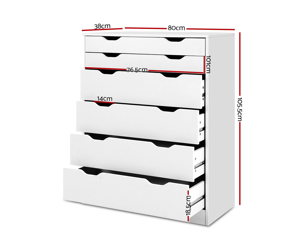 6 Chest of Drawers - MYLA White