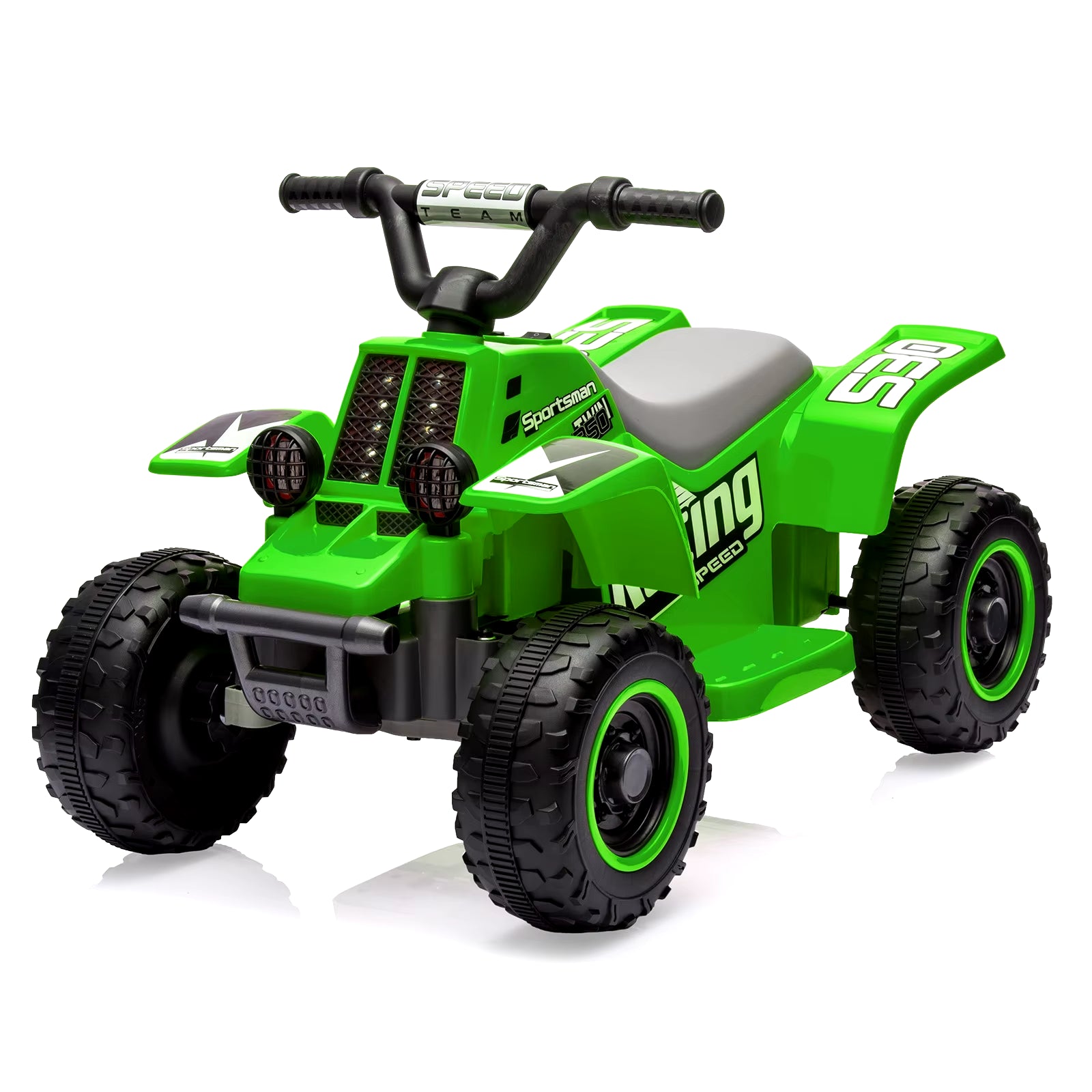 Kids Ride on ATV, 6V Ride on Car with Led Headlights, Ride-On Toy Treaded Tires, Rubber Handles, Push-Button Accelerator