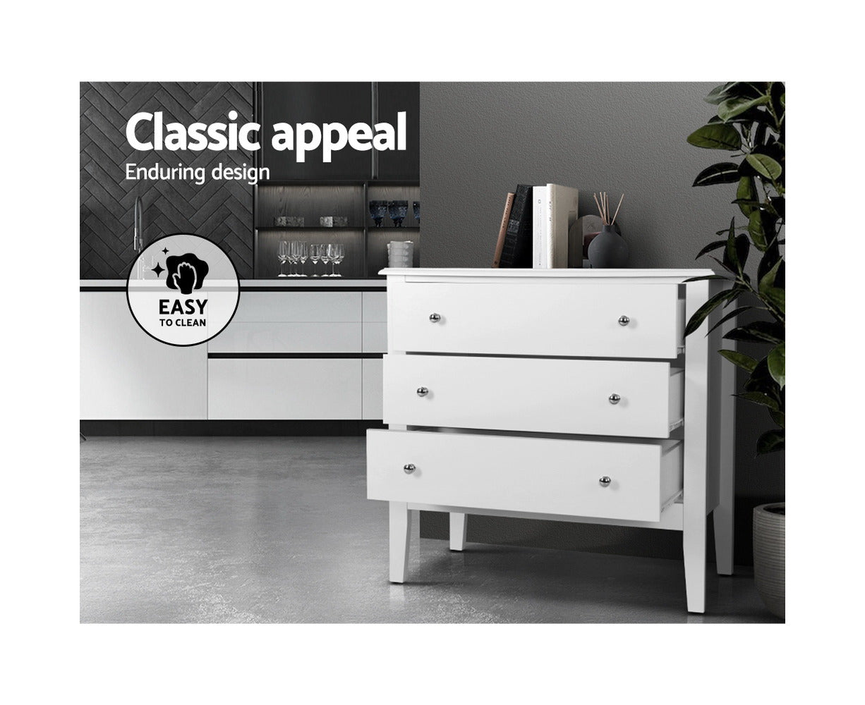 3 Chest of Drawers - BRITTANY White