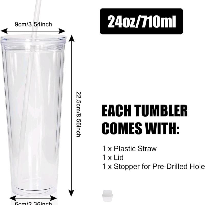 24Oz Double Walled Acrylic Snowglobe 4Pk Drinkware Transparent Tumbler Cup Classic