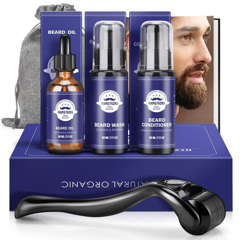 Beard Care Kit Gifts Set W/Beard Conditioner, 2 Packs Beard Oil, Beard Wash, Brush, Comb, Scissors, Bag, E-Book, Valentine'S Day Present Birthday Gifts for Men Him Dad Boyfriend Husband