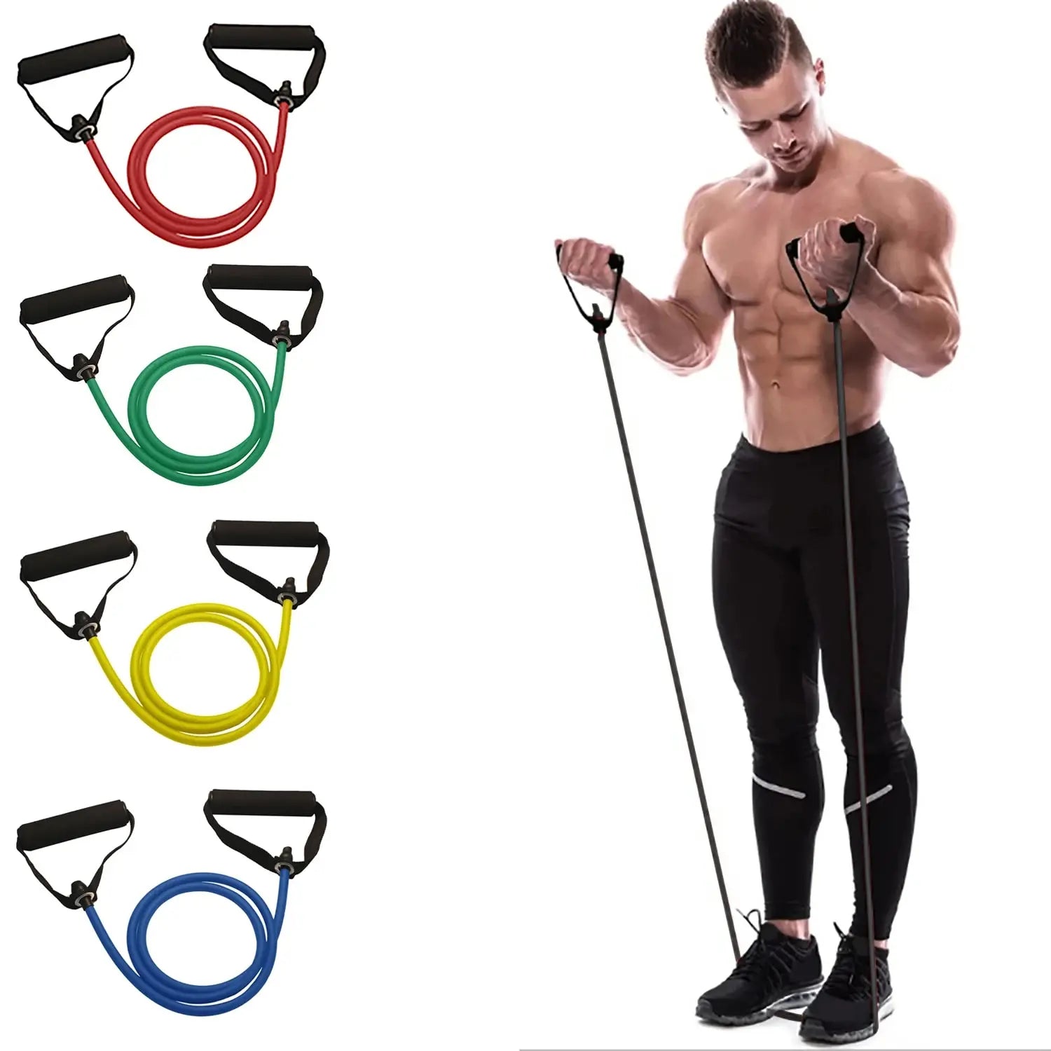 Resistance Bands with Handles, Exercise Bands, Workout Bands with Handles for Men Women, Strength Training Equipment at Home