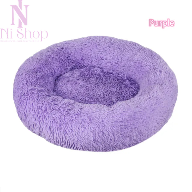 Pet Dog Bed Plush Full Size Washable Calm Bed Donut Cat Bed Comfortable Sleeping