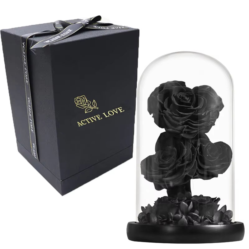 Heart Shaped Preserved Rose Beauty and the Beast Eternal Rose in Glass Dome Wedding Forever Flowers Valentines Christmas Gifts