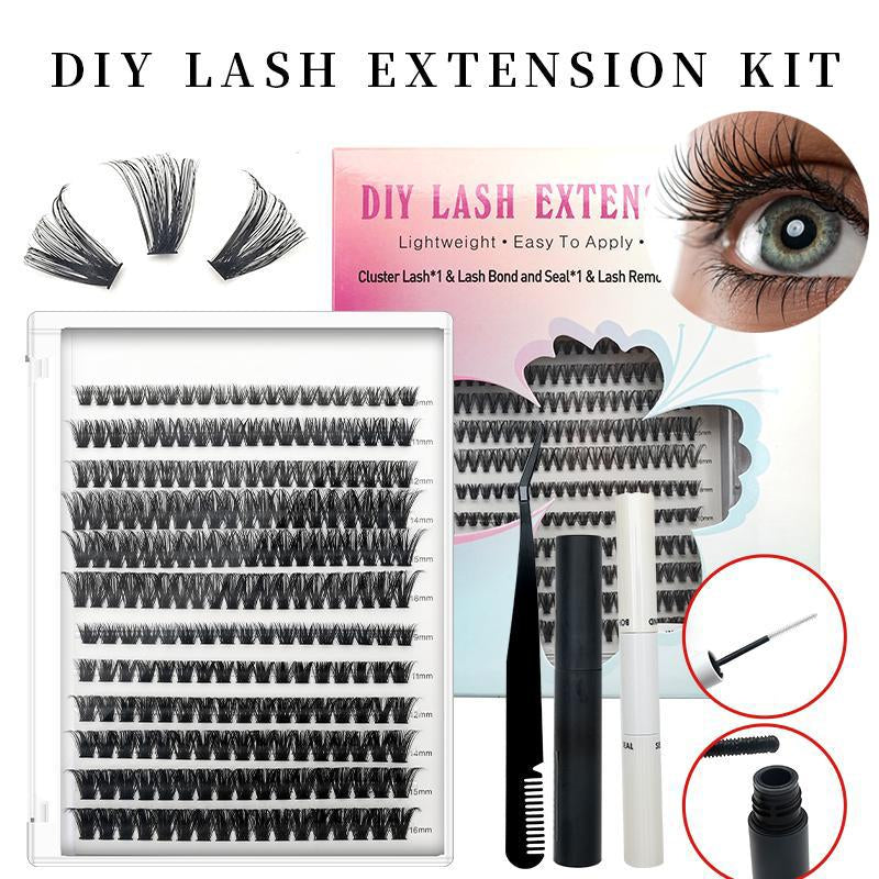 DIY Fluffy Eyelash Extension Kit 240 Eyelash Set Kit Individual Eyelashes Natural 9-17Mm Kit with Applicator Makeup Cosmetic Makeup Cosmetic