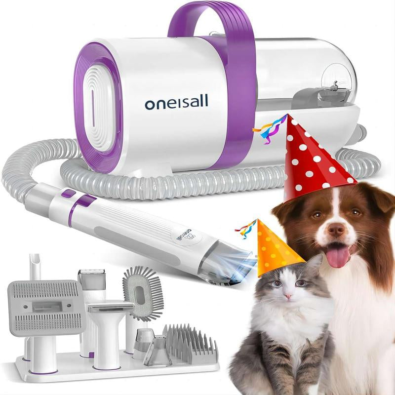 Oneisall Dog Hair Vacuum & Dog Grooming Kit, Pet Grooming Vacuum with Pet Clipper Nail Grinder, 1.5L Dust Cup Dog Brush Vacuum & 7 Pet Grooming Tools