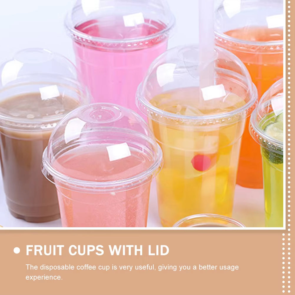 Drink Juice Cup Clear Coffee Cups Lids Transparent Beverage Packing Disposable Plastic Cold Abs Package Child for Party