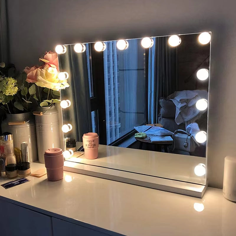 LED Makeup Mirror Light Bulbs USB Hollywood Vanity Make up Mirror Lights Bathroom Dressing Table Lighting Dimmable LED Wall Lamp