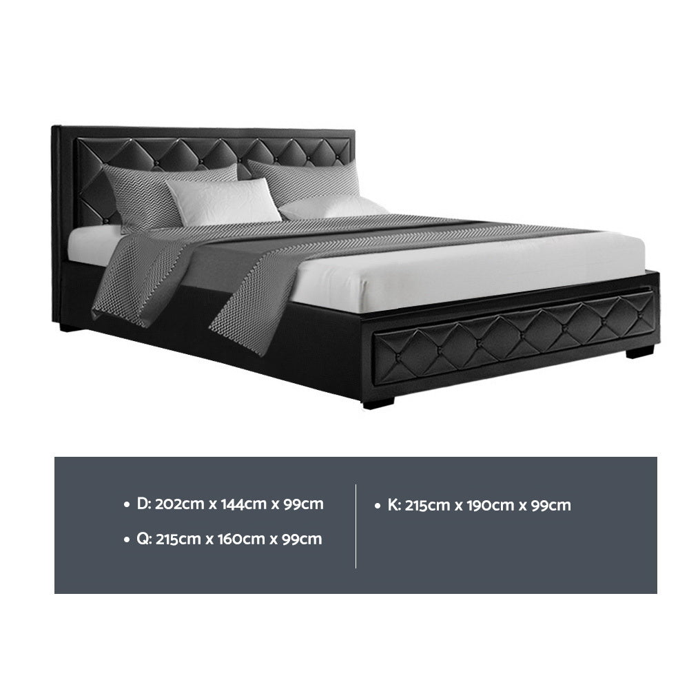 Bed Frame Queen Size Gas Lift Black TIYO