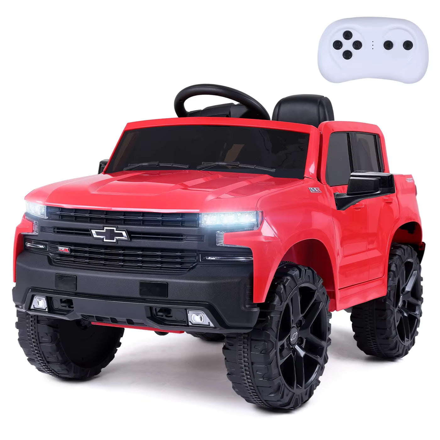 12V Electric Ride on Car 4 Wheeler Truck Safety Toy with Music Radio LED Lights Truck Car Remote Control Kids' Ride on Vehicles