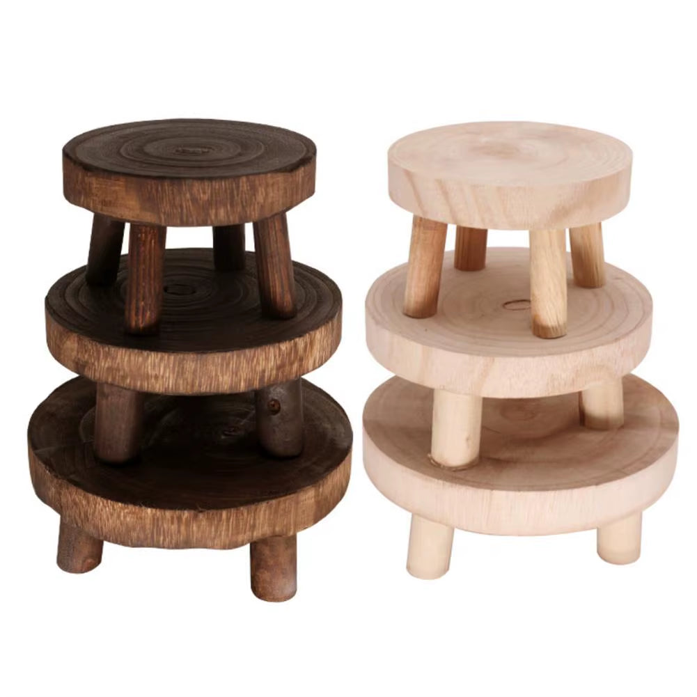 Wooden Plant Stand Flower Pot Base Holder Stool Indoor Outdoor Garden Succulent Flower Display Plant Stand Shelf