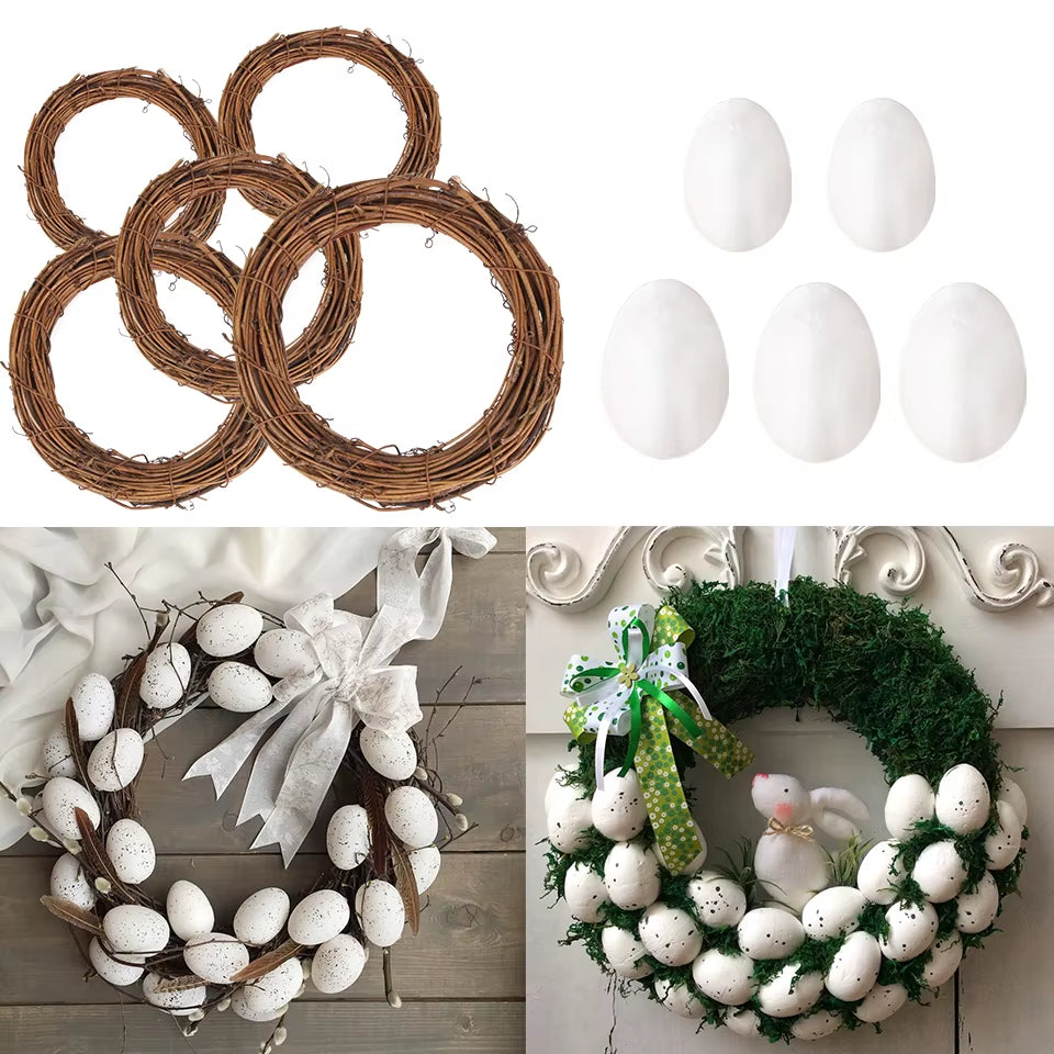 DIY Easter Decoration Natural Rattan Wreath for Easter Egg Decor Kids Easter Party Favors Happy Easter Party Gifts Home Supplies