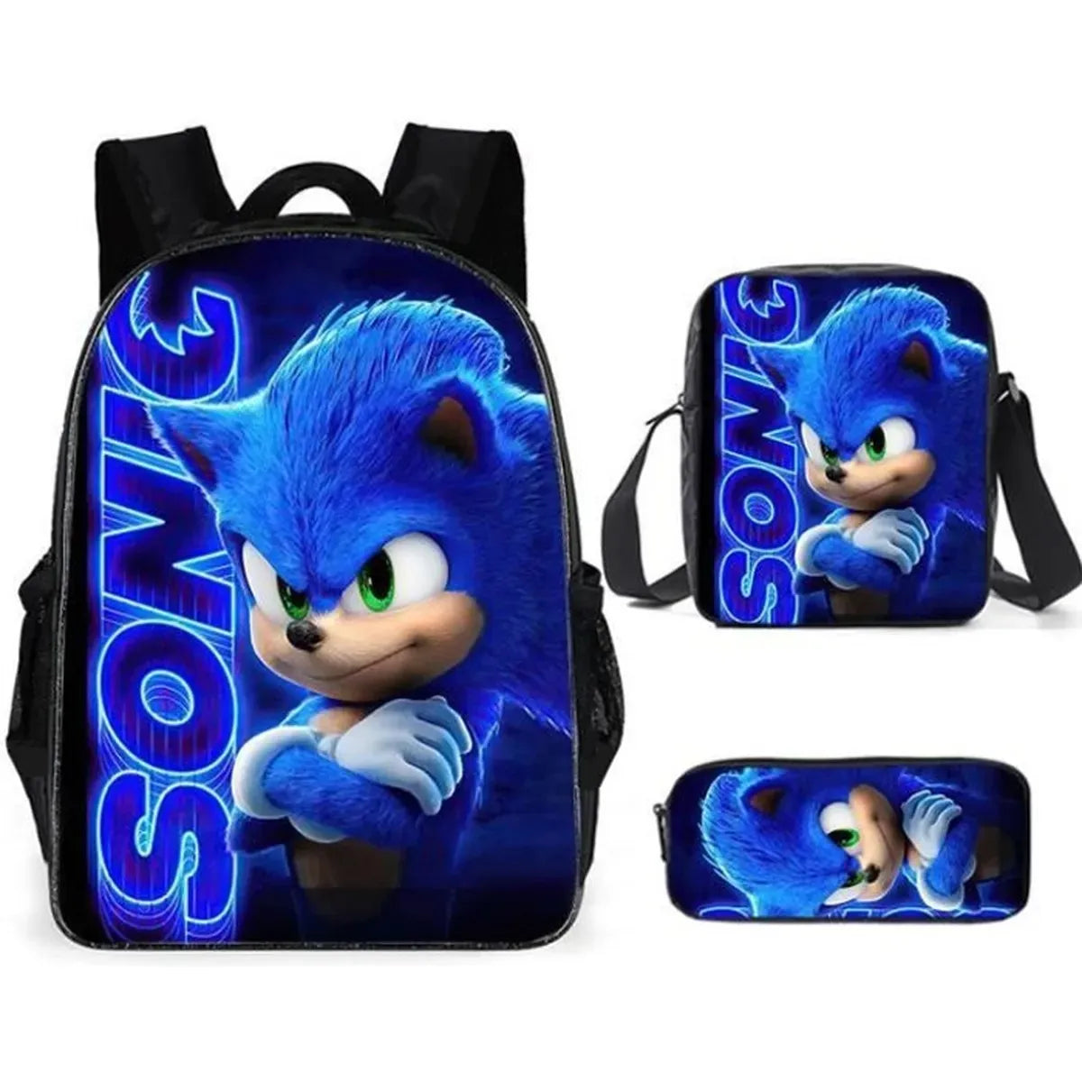 Sonic Backpack Primary and Middle School Students Schoolbag Boys Girls Anime Cartoon School Bag Mochila Zipper Shoulders