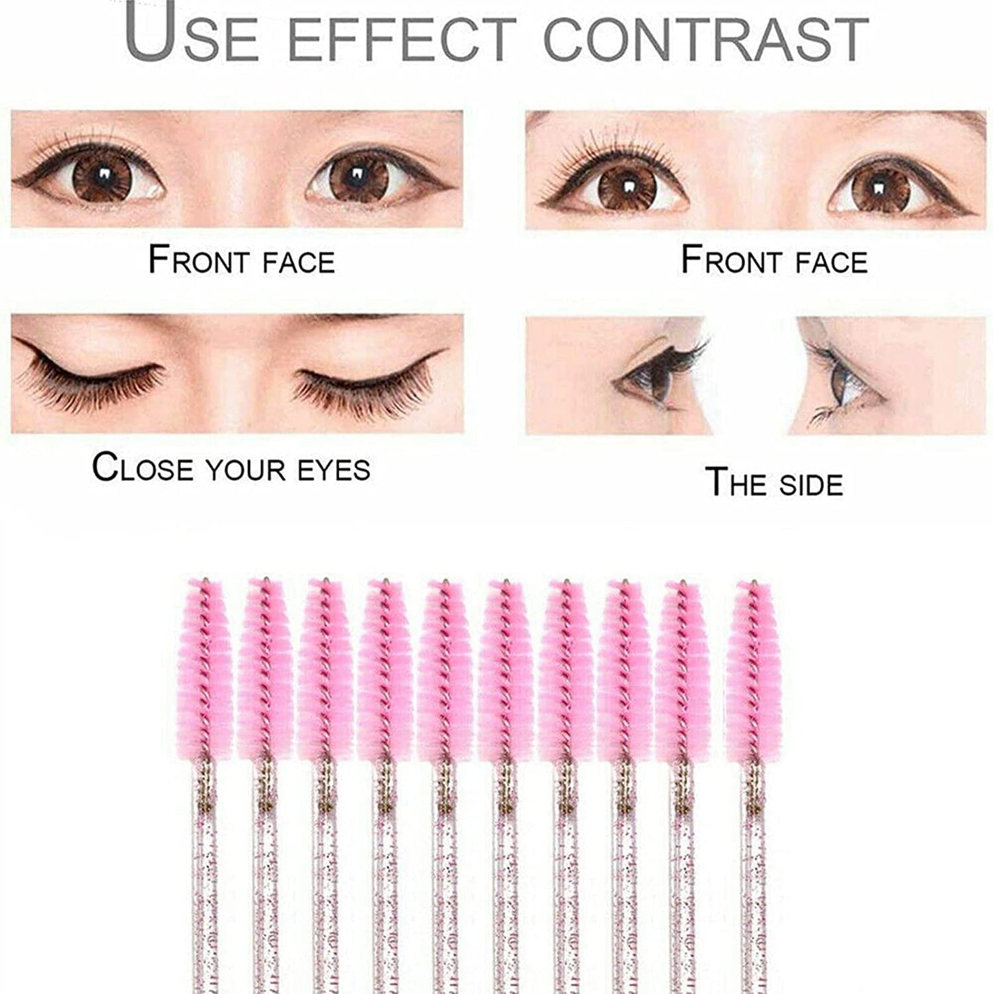 Disposable Eyelash Brushes with Spiral Design Multi-Color Mascara Wands Portable Makeup Applicator Kit for Eyelash Extensions and Eyebrow Brush (Crystal Purple-100Pcs)