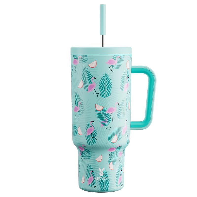 【24 Hour Shipping】Meoky Large-Capacity Stainless Steel Car Cup, Reusable Stainless Steel Straw, Anti-Slip and Noise-Reducing Silicone Pad, Tumbler Travel Mug/Cold Water for 24 Hours or Hot Water for 8 Hours,Suitable for Sports, Office, Christmas Gifts