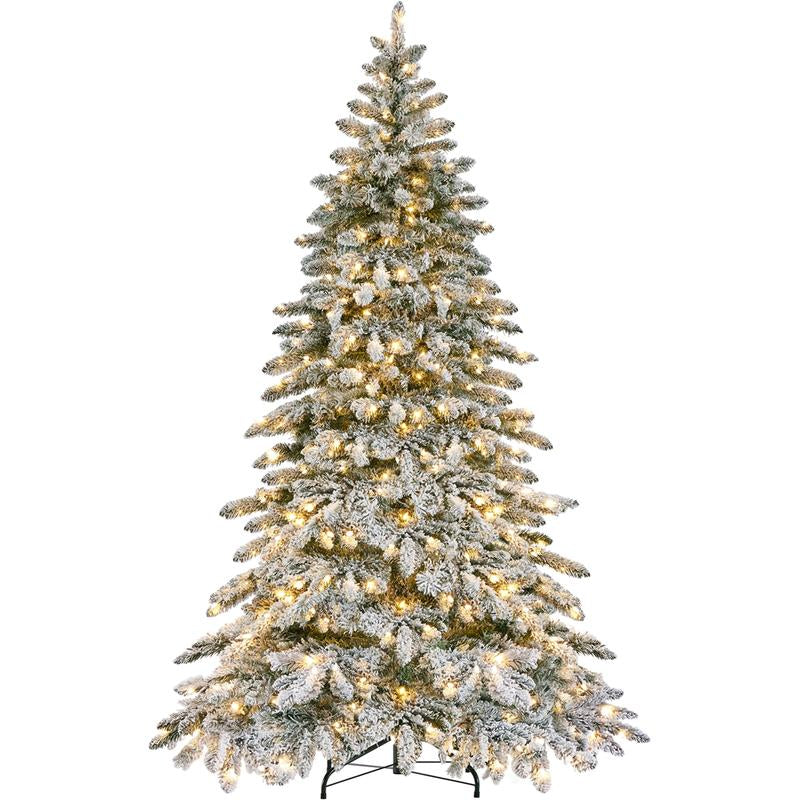 Yaheetech Pre-Lit Artificial Christmas Tree with Warm Lights, Holiday Decorative Fir Christmas Tree with Stand Ornaments Decoration