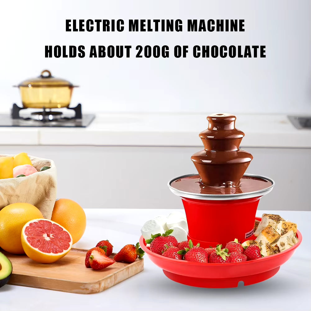 3Layer Chocolate Fountain Chocolate Melt with Heating Fondue Machine Fruits/Nuts/Treats Serving Tray Chocolate Melting Waterfall