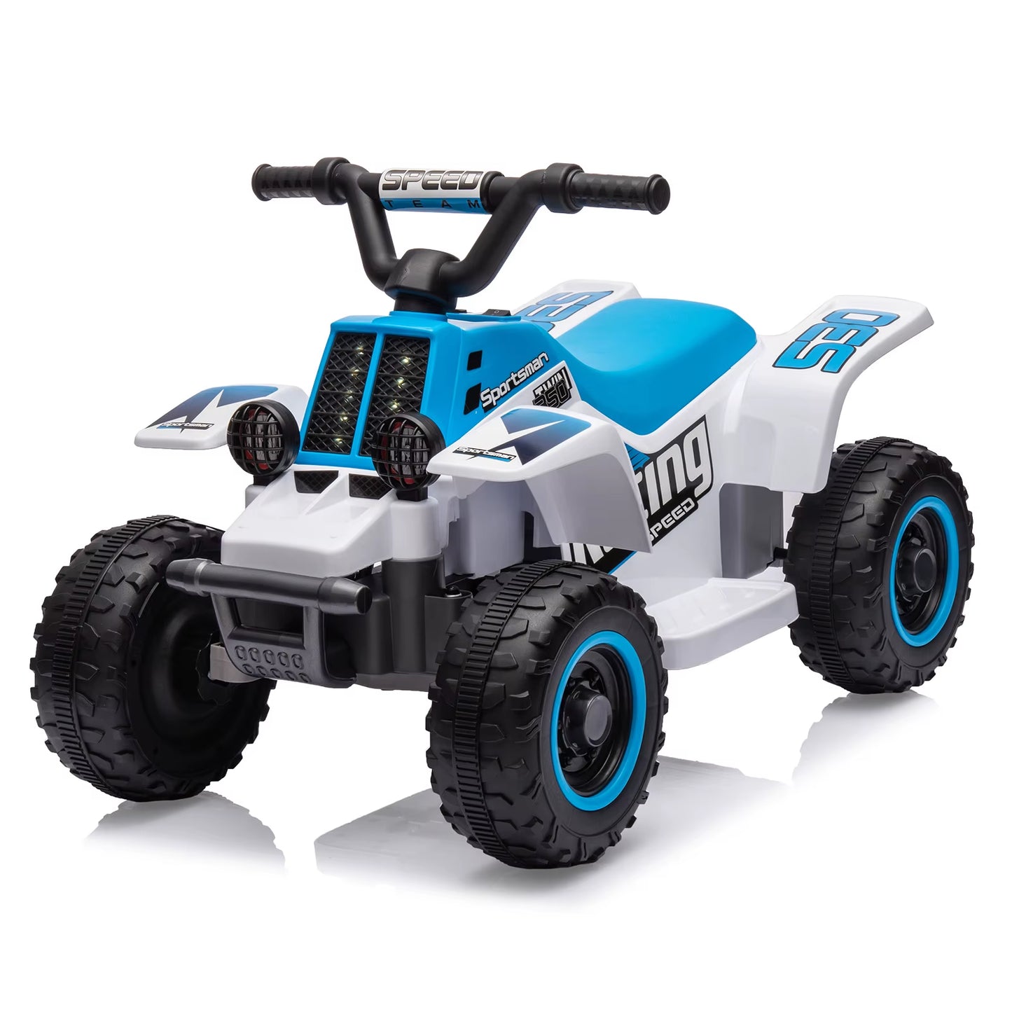 Kids Ride on ATV, 6V Ride on Car with Led Headlights, Ride-On Toy Treaded Tires, Rubber Handles, Push-Button Accelerator