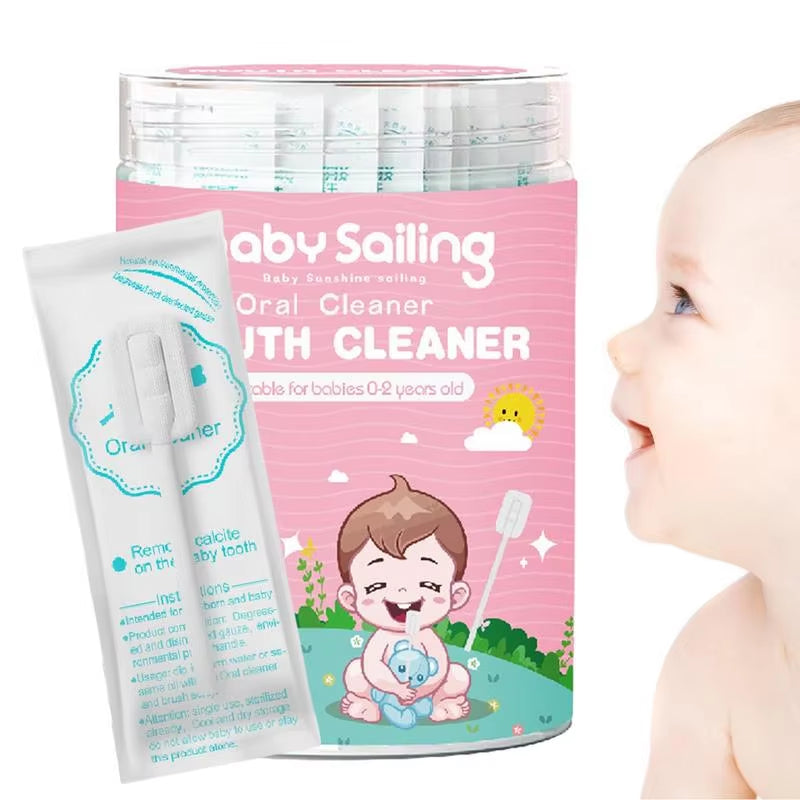 Baby Gauze Tongue Cleaner 30Pcs One-Time Baby Toothbrush Portable Oral Tongue Gauze Gum Cleaner Flexible Toothbrush Tongue