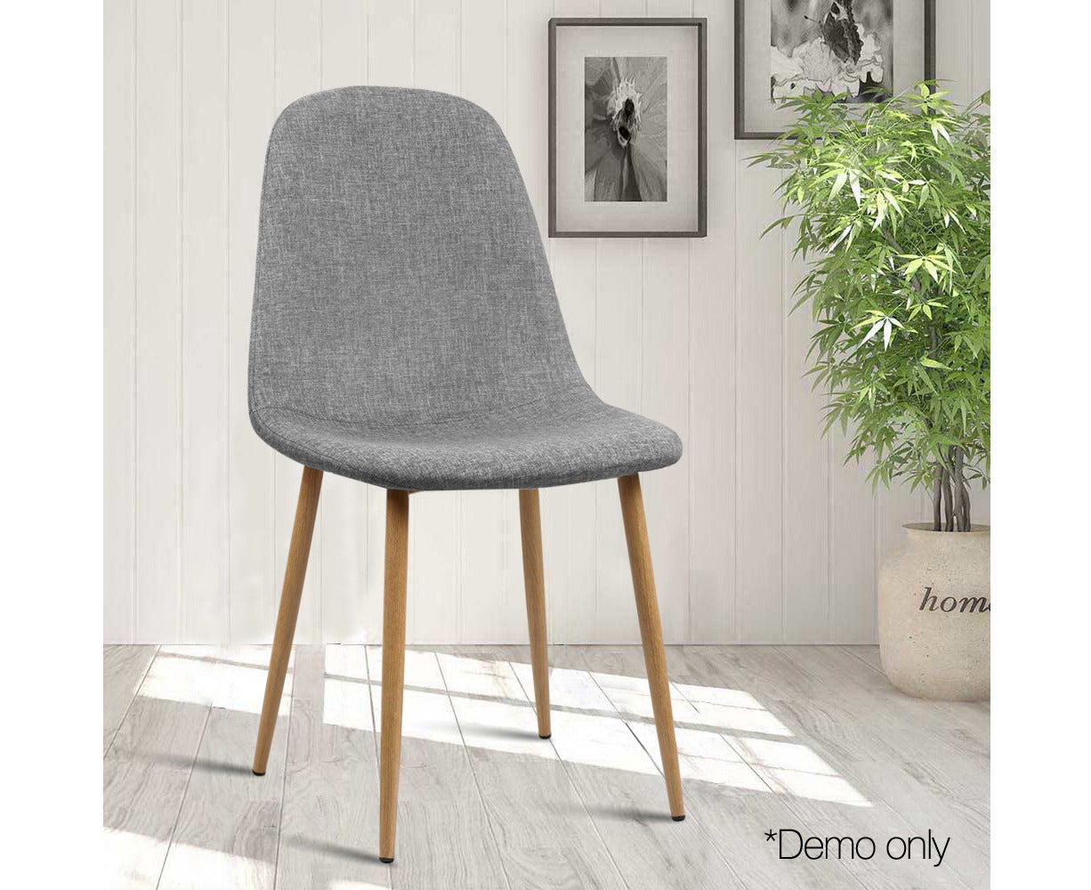 Dining Chairs Set of 4 Linen Curved Slope Grey