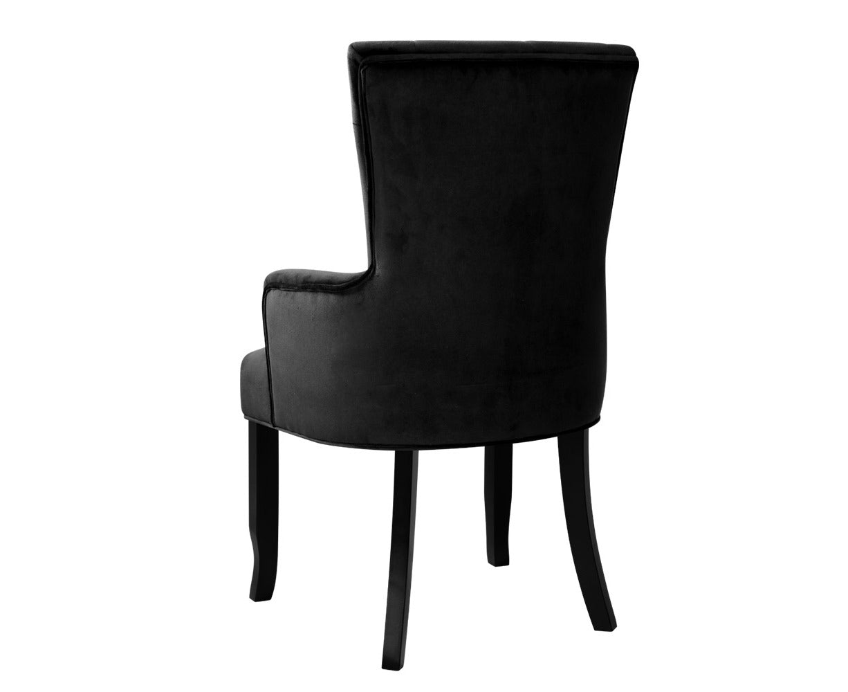 Dining Chair Velvet French Provincial Armchair Black